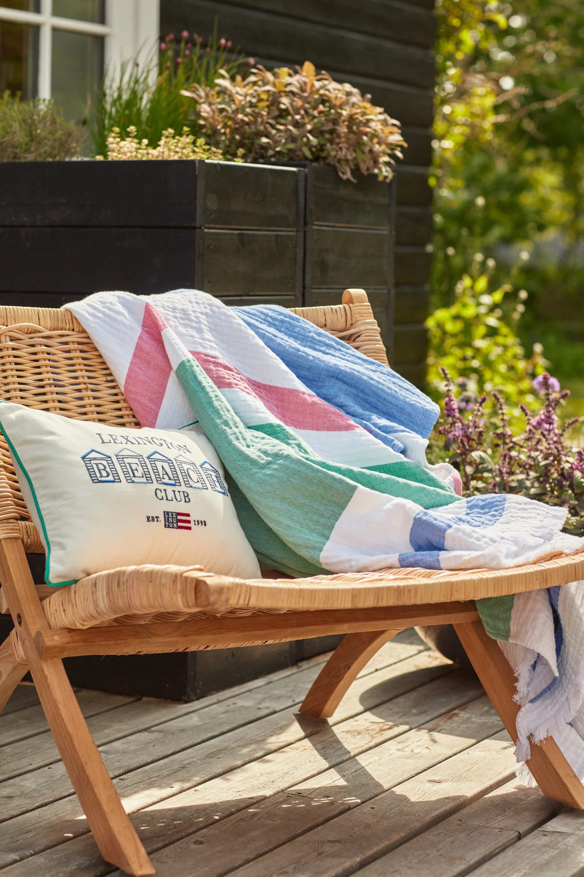 Striped cotton waffle throw 130x170 cm, Multi Lexington