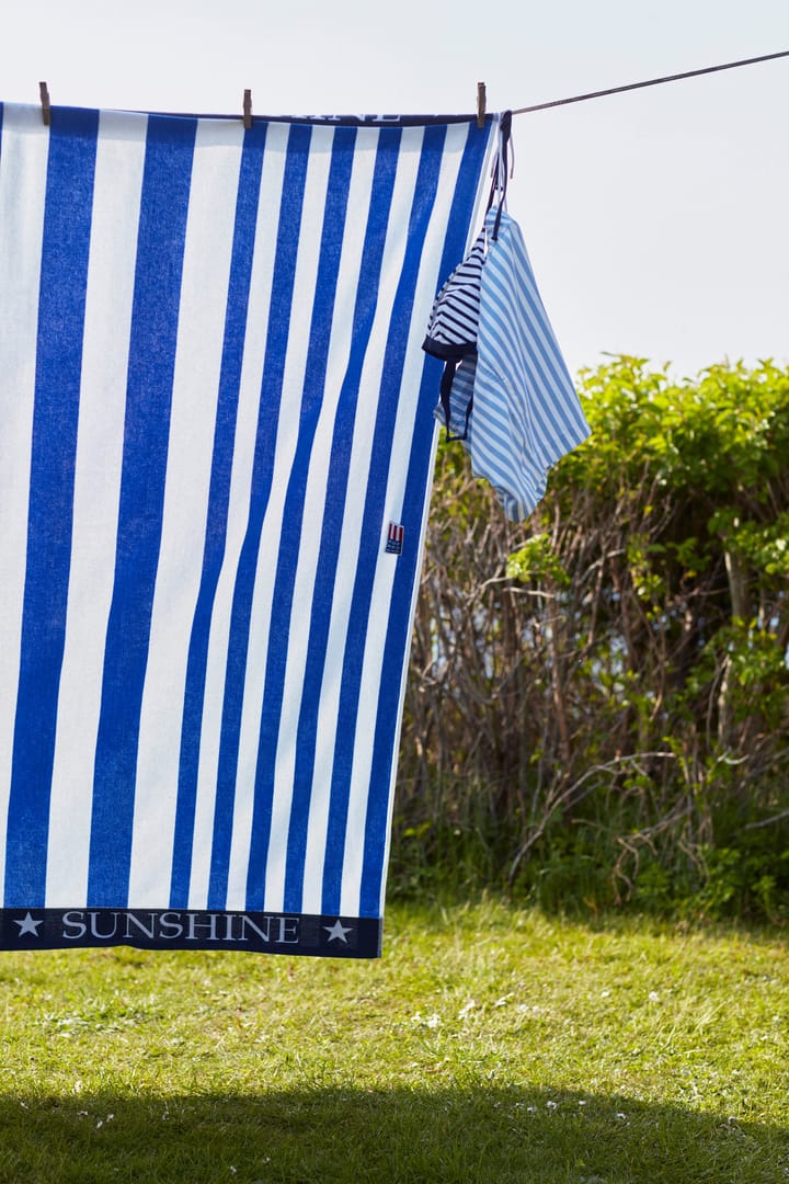 Striped Family beach towel 200x180 cm - Blue-white - Lexington
