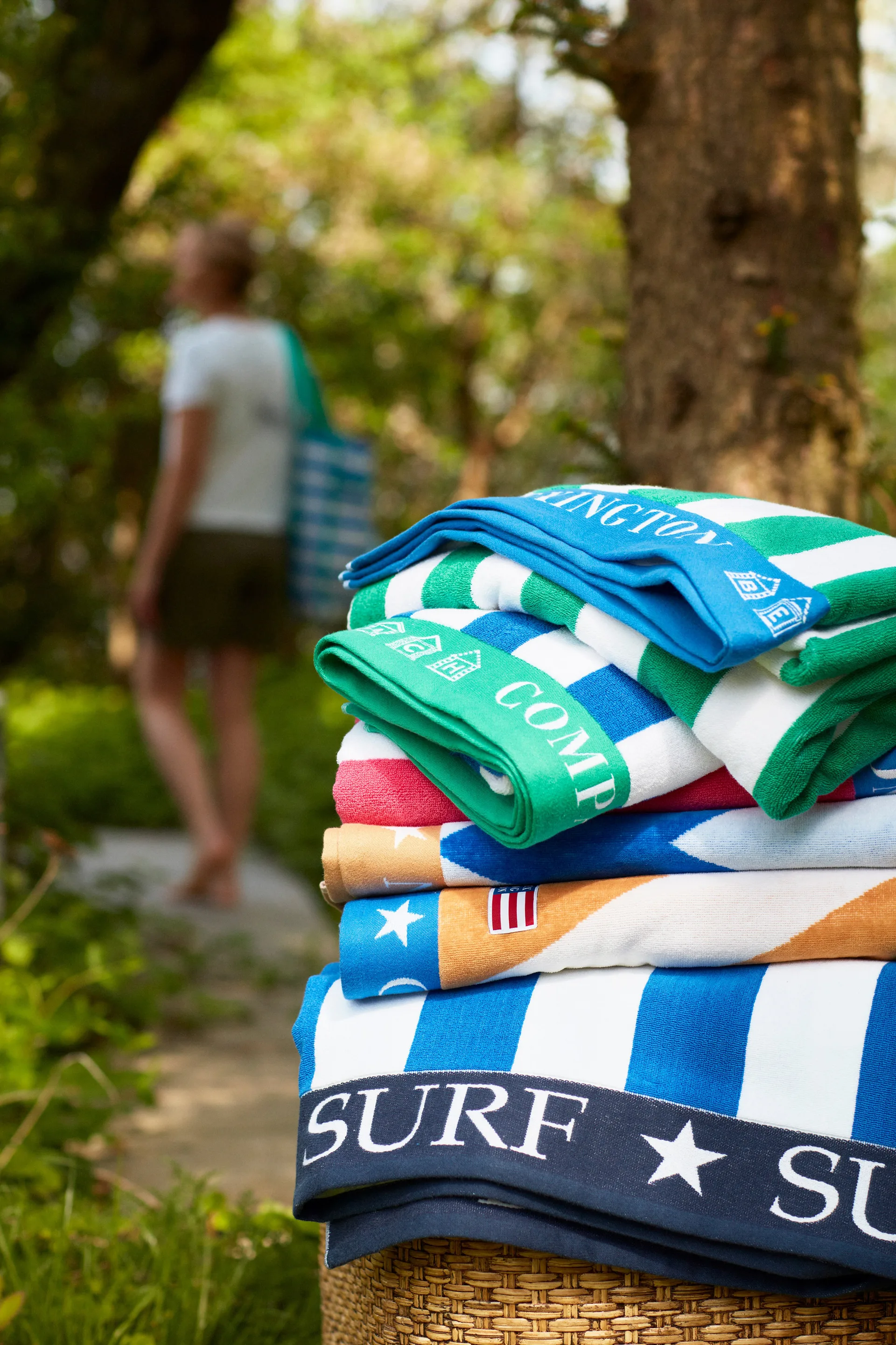 Striped Family beach towel 200x180 cm, Blue-white Lexington