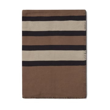 Striped Knitted Cotton throw 130x170 cm - Brown-beige-dark gray - Lexington