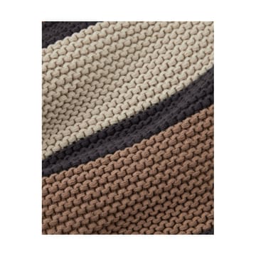 Striped Knitted Cotton throw 130x170 cm - Brown-beige-dark gray - Lexington