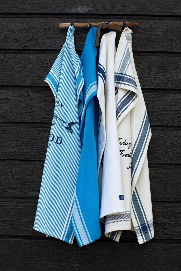 Striped Linen Cotton kitchen towel 50x70 cm - Blue-white - Lexington