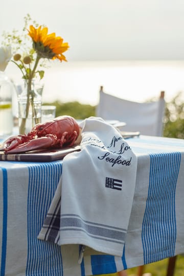 Striped Linen Cotton table cloth 150x250 cm - Blue-white - Lexington