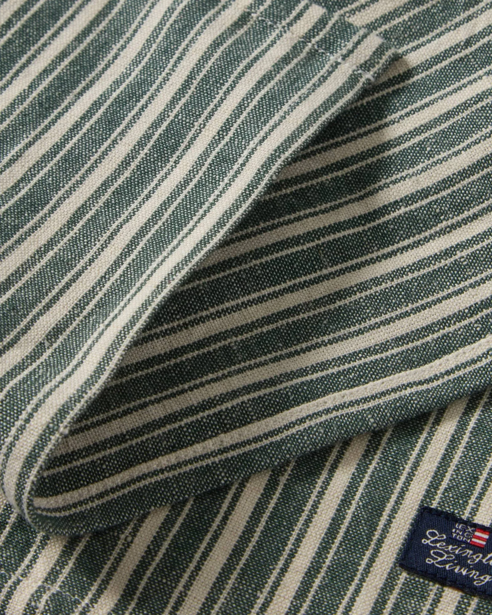 Striped linen napkins, Green-light beige, 50x50 cm Lexington