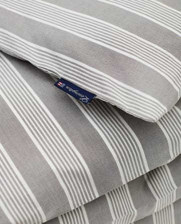 Striped lyocell and cotton duvet cover 220x220 cm - Gray/Off White - Lexington