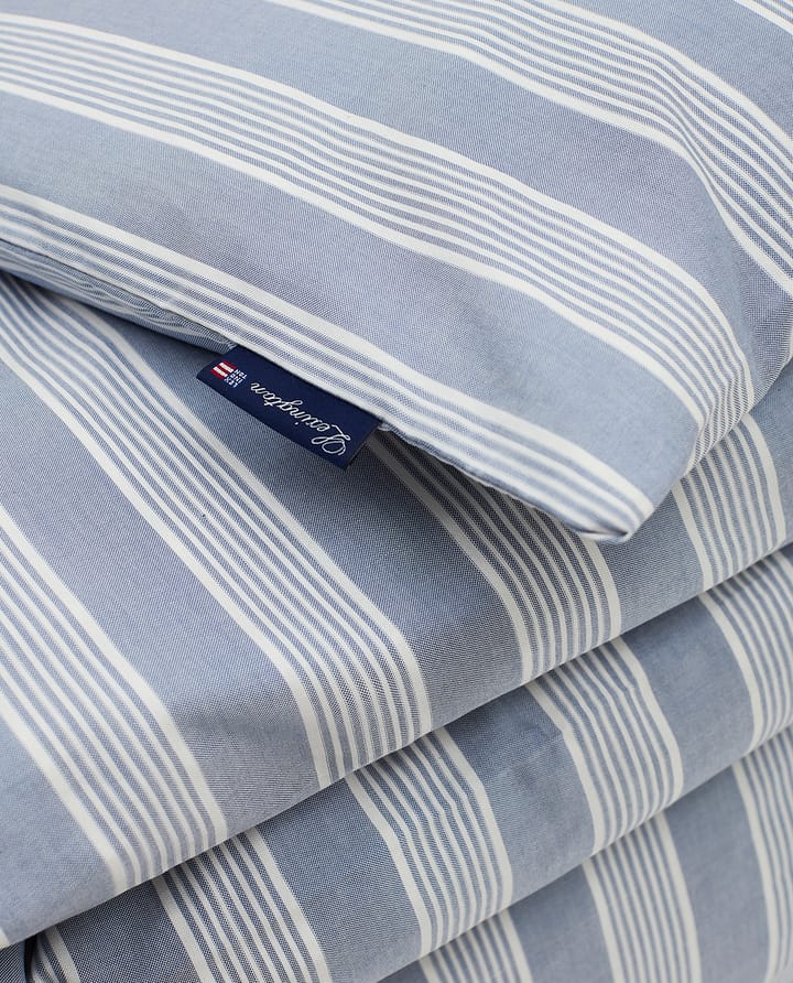 Striped Lyocell Cotton duvet cover 150x210 cm - Blue-white - Lexington