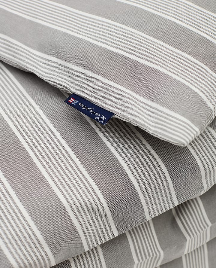 Striped Lyocell Cotton duvet cover 150x210 cm - Grey-white - Lexington
