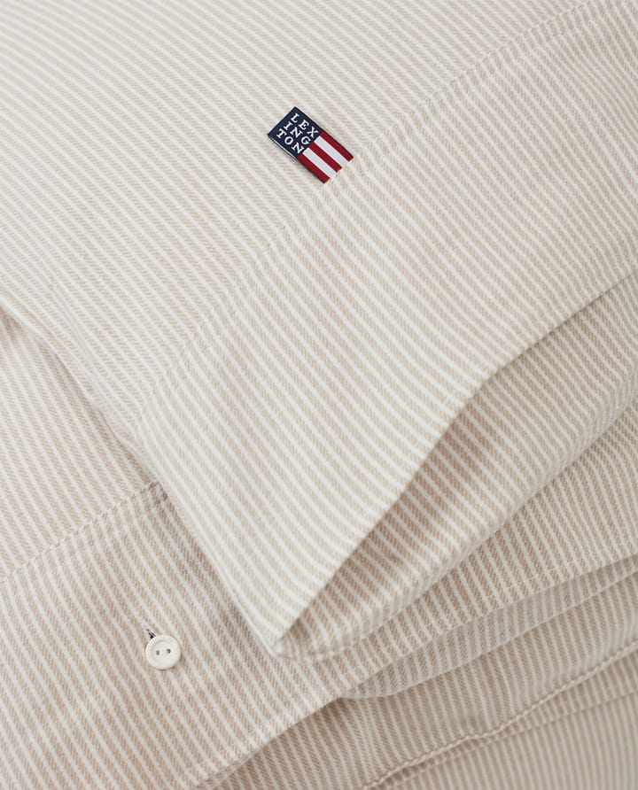 Striped Organic Cotton Flannel duvet cover 150x210 cm - Beige-off white - Lexington