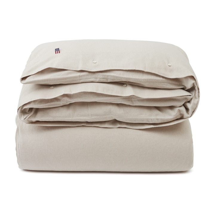Striped Organic Cotton Flannel duvet cover 150x210 cm - Beige-off white - Lexington