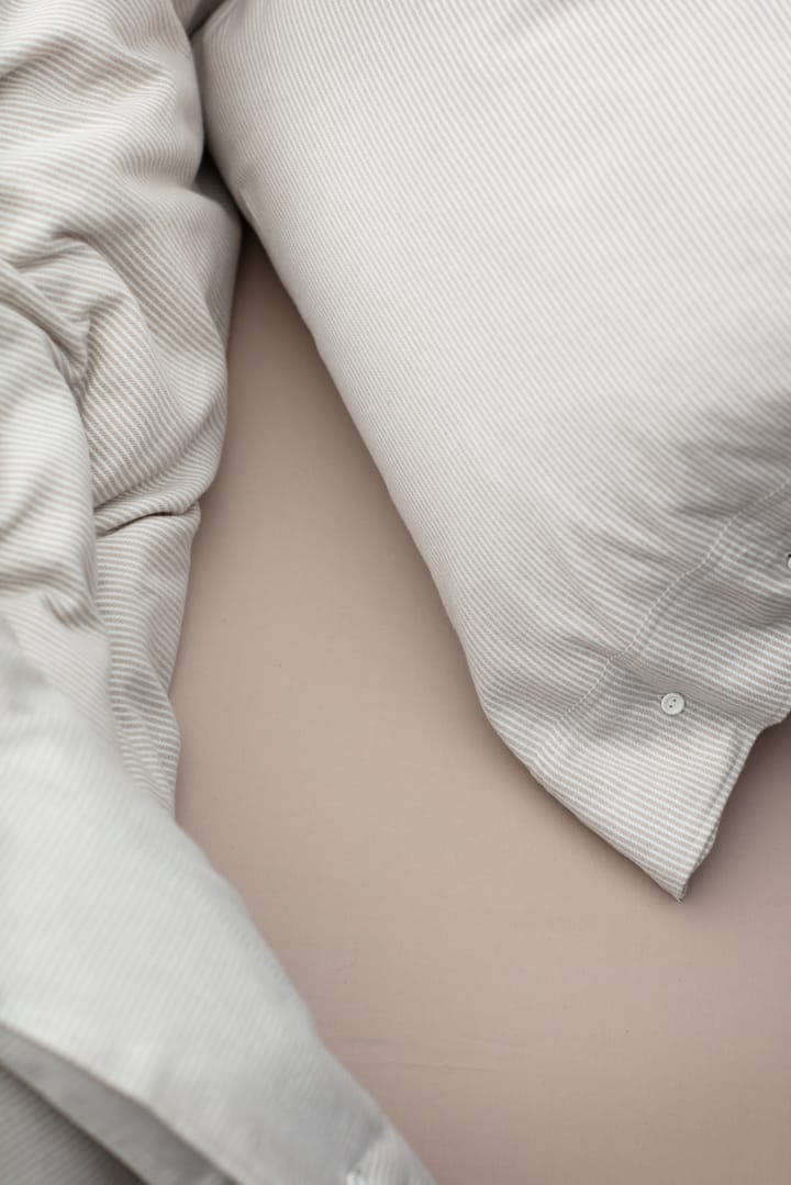 Striped Organic Cotton Flannel duvet cover 150x210 cm - Beige-off white - Lexington