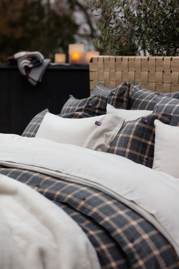 Striped Organic Cotton Flannel duvet cover 150x210 cm - Beige-off white - Lexington