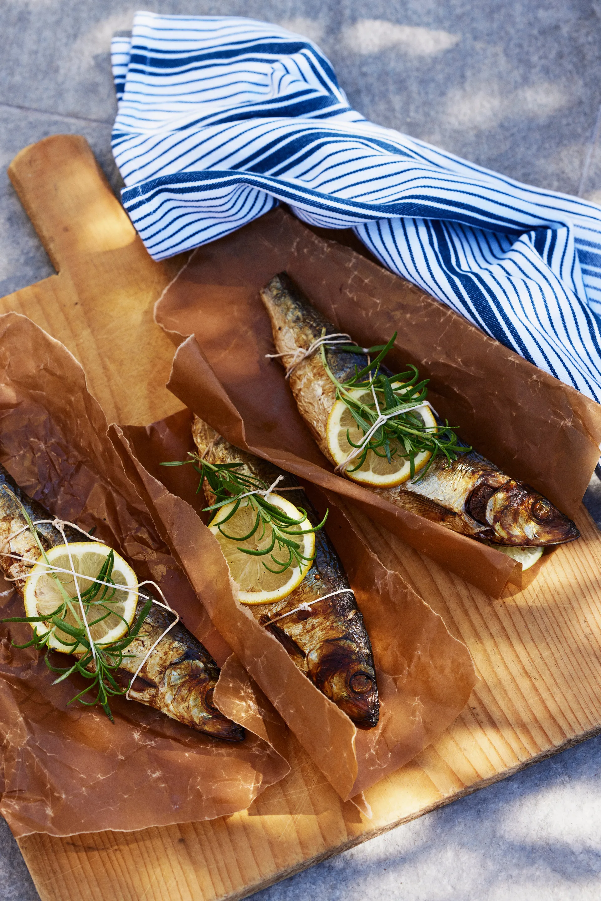 Striped Organic Cotton napkin 50x50 cm, Navy Lexington