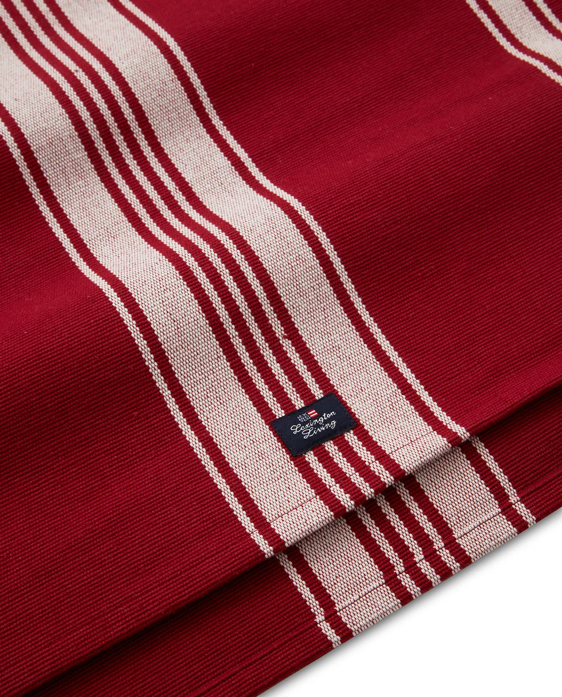 Striped Organic Cotton Rib table runner 50x250 cm, Red-white Lexington