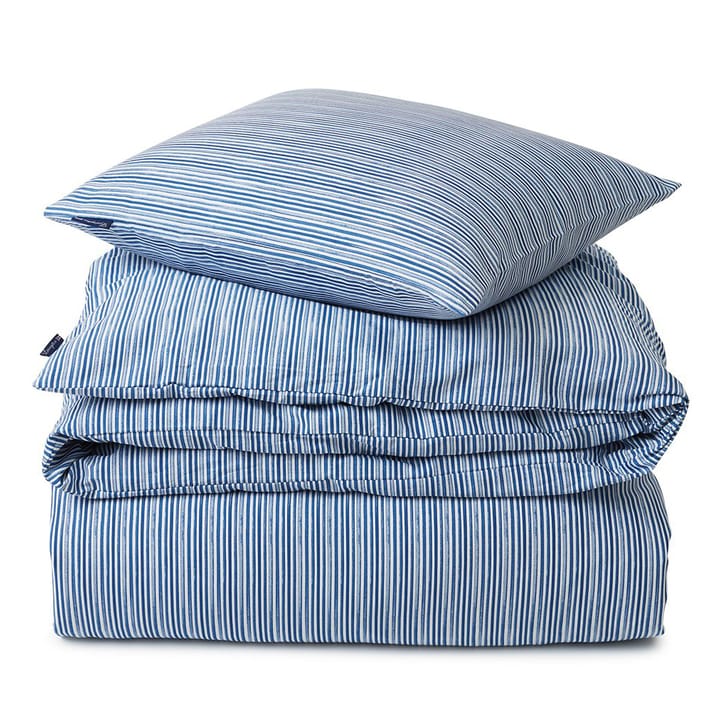 Striped Organic Cotton Satin bed set - Blue-white - Lexington