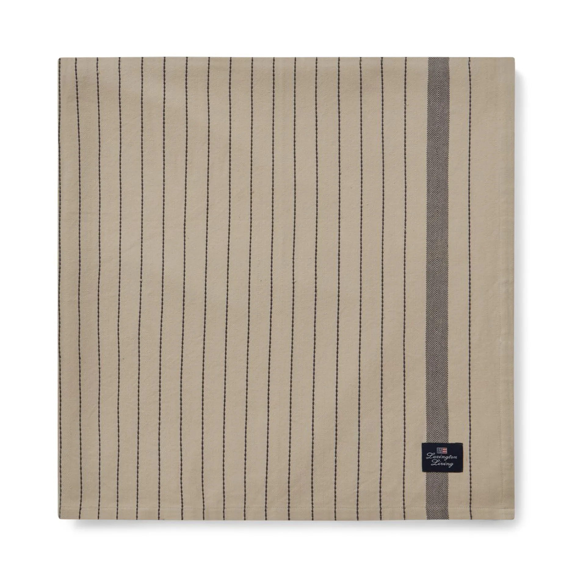 Striped Organic Cotton tablecloth 150x350 cm, Beige-dark grey Lexington