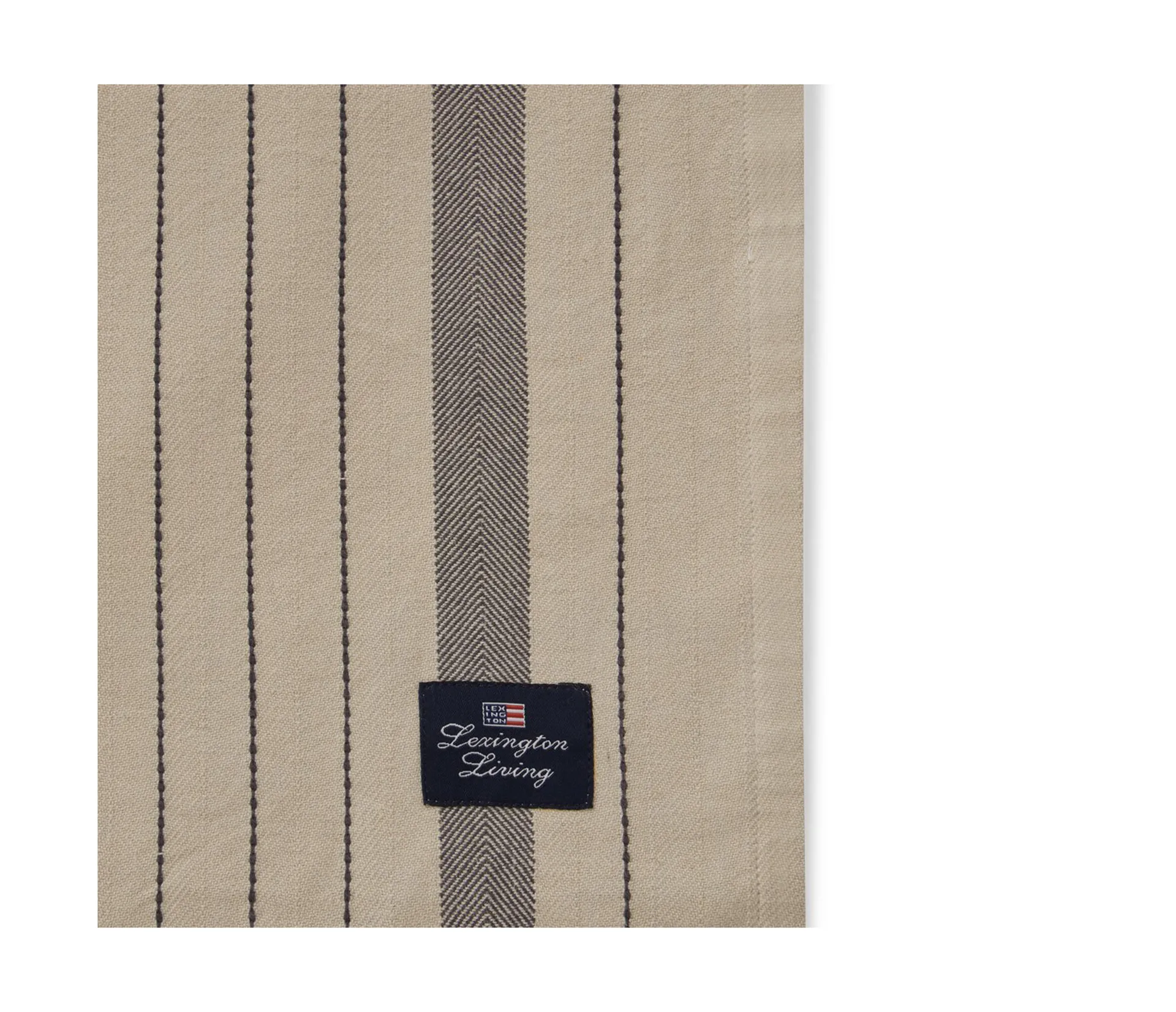 Striped Organic Cotton tablecloth 150x350 cm, Beige-dark grey Lexington