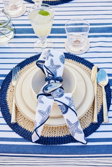 Striped Organic Cotton tablecloth 150x350 cm - Navy - Lexington