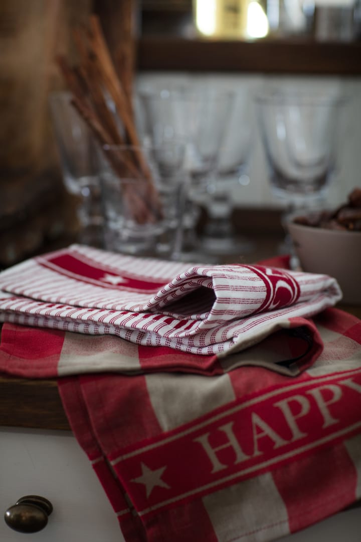 Striped Organic Cotton Terry kitchen towel 50x70 cm - Red-white - Lexington
