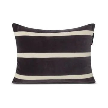 Striped Organic Cotton Velvet cushion 30x40 cm - Dark grey-light beige - Lexington