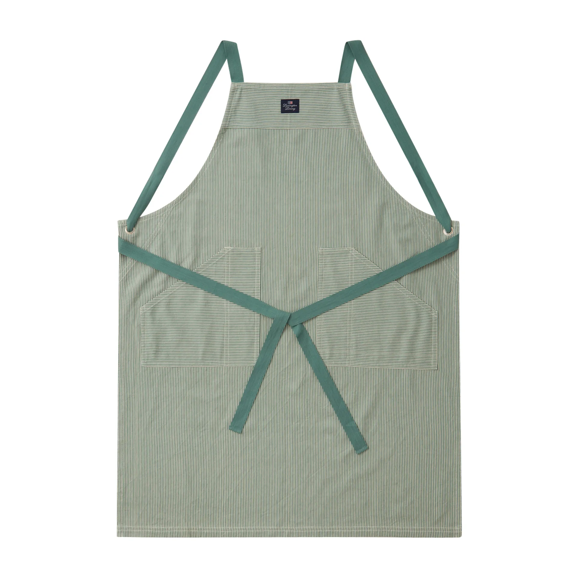 Striped Oxford apron, Green-white Lexington