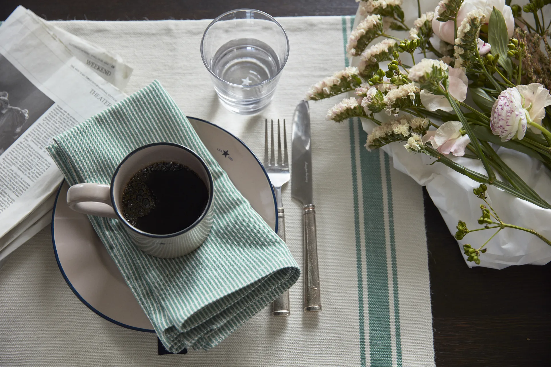 Striped placemat 40x50 cm, Green Lexington
