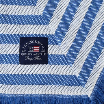 Striped Recycled Cotton throw 130x170 cm - Blue-white - Lexington