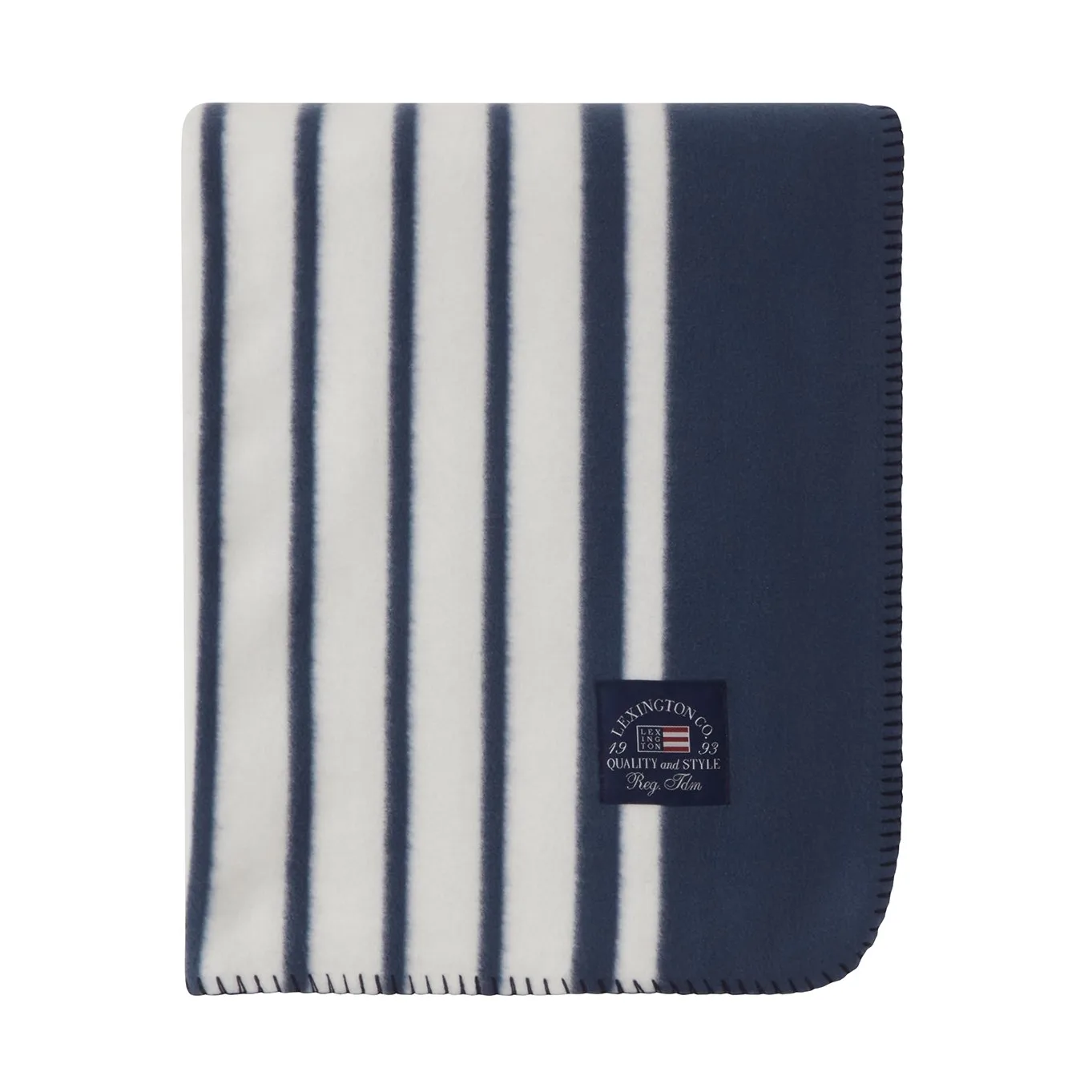 Striped Recycled Polyester fleece blanket 130x170 cm, Navy Lexington