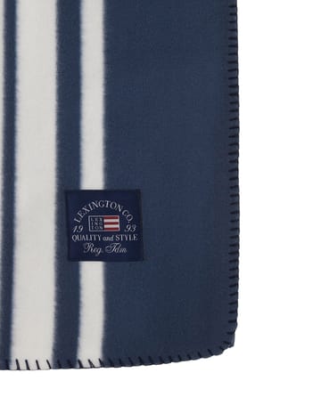 Striped Recycled Polyester fleece blanket 130x170 cm - Navy - Lexington