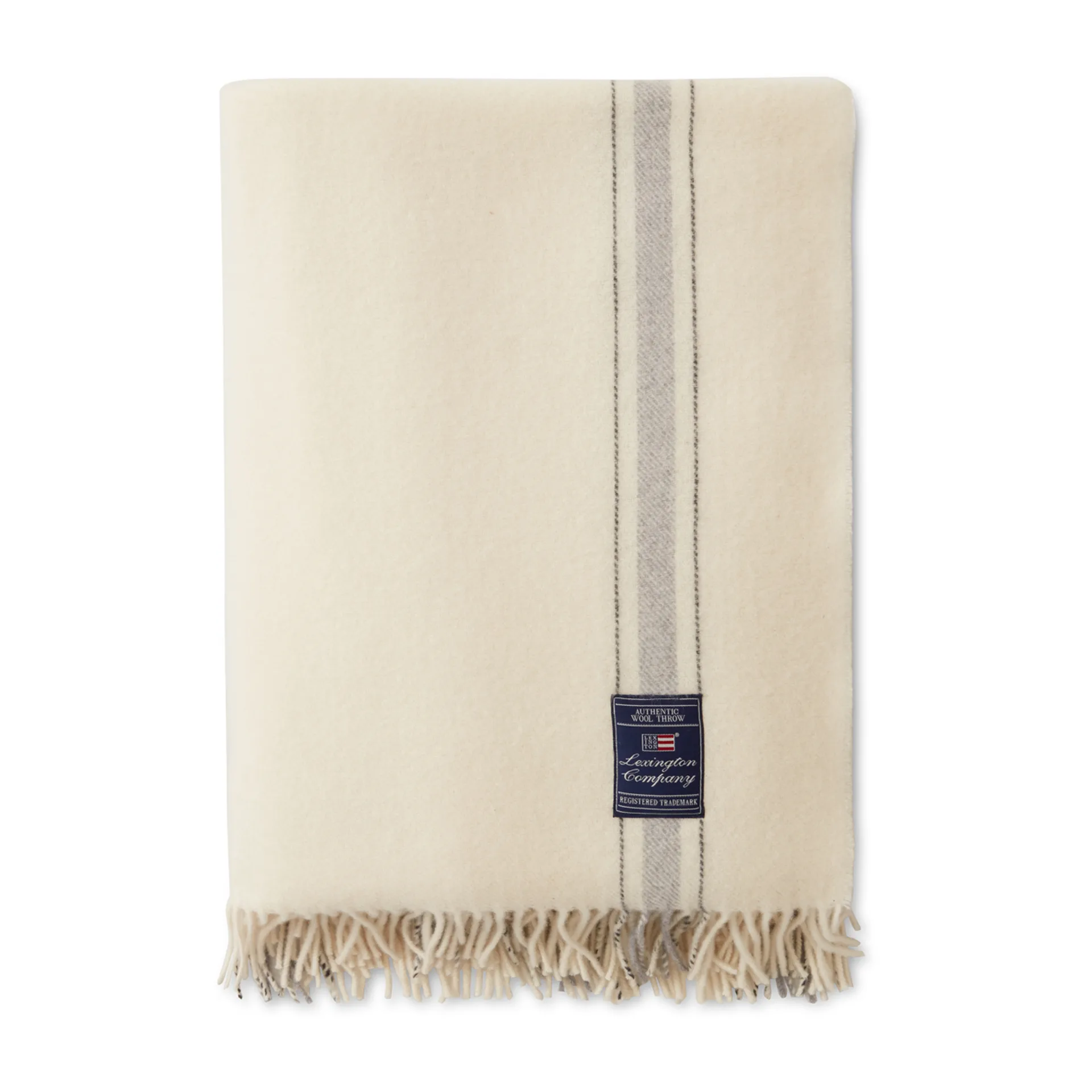 Striped recycled wool throw 130x170 cm, Offwhite-grey Lexington