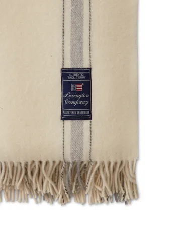 Striped recycled wool throw 130x170 cm - Offwhite-grey - Lexington