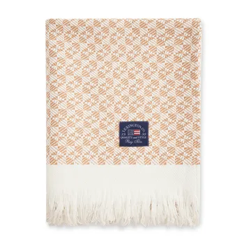 Striped Structured Recycled cotton throw 130x170 cm - Beige-white - Lexington