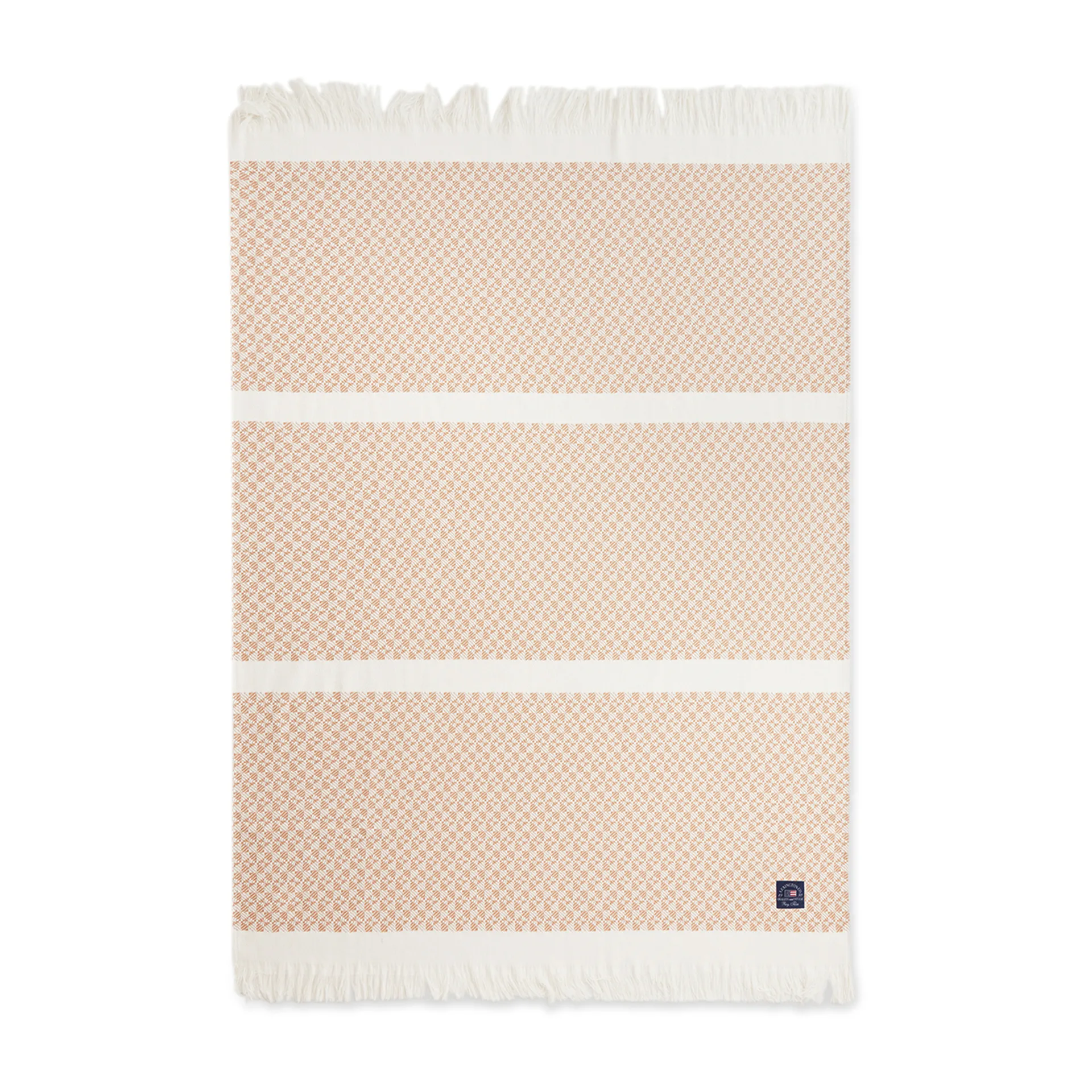 Striped Structured Recycled cotton throw 130x170 cm, Beige-white Lexington