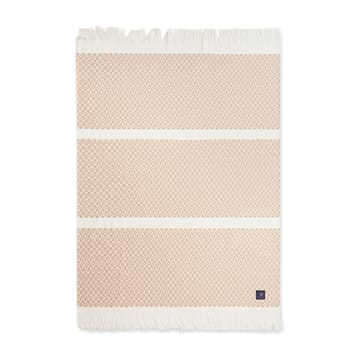 Striped Structured Recycled cotton throw 130x170 cm - Beige-white - Lexington