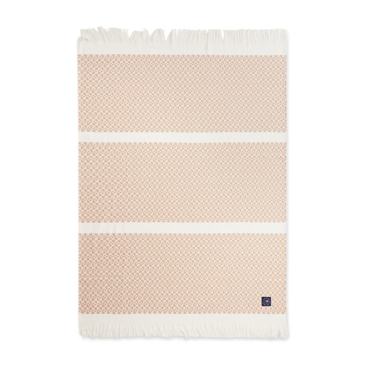 Striped Structured Recycled cotton throw 130x170 cm, Beige-white Lexington