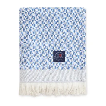 Striped Structured Recycled cotton throw 130x170 cm - Blue-white - Lexington