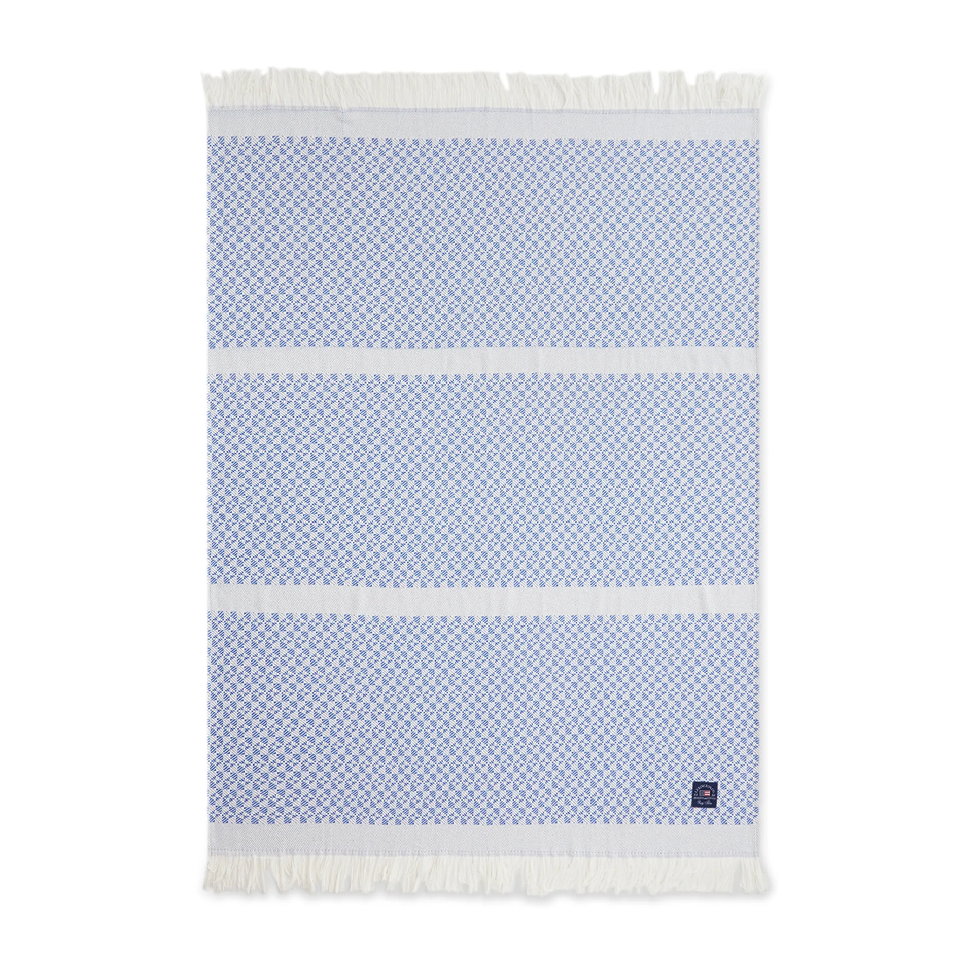 Striped Structured Recycled cotton throw 130x170 cm, Blue-white Lexington