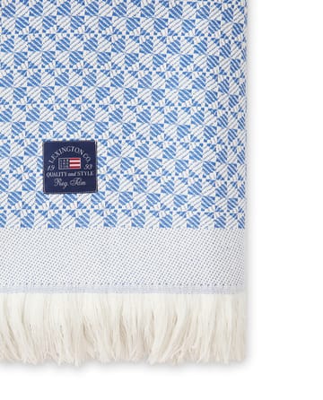 Striped Structured Recycled cotton throw 130x170 cm - Blue-white - Lexington