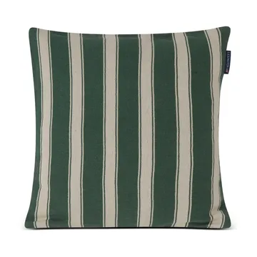 Structure Striped Linen Cotton cushion cover 50x50 cm - Green-beige - Lexington