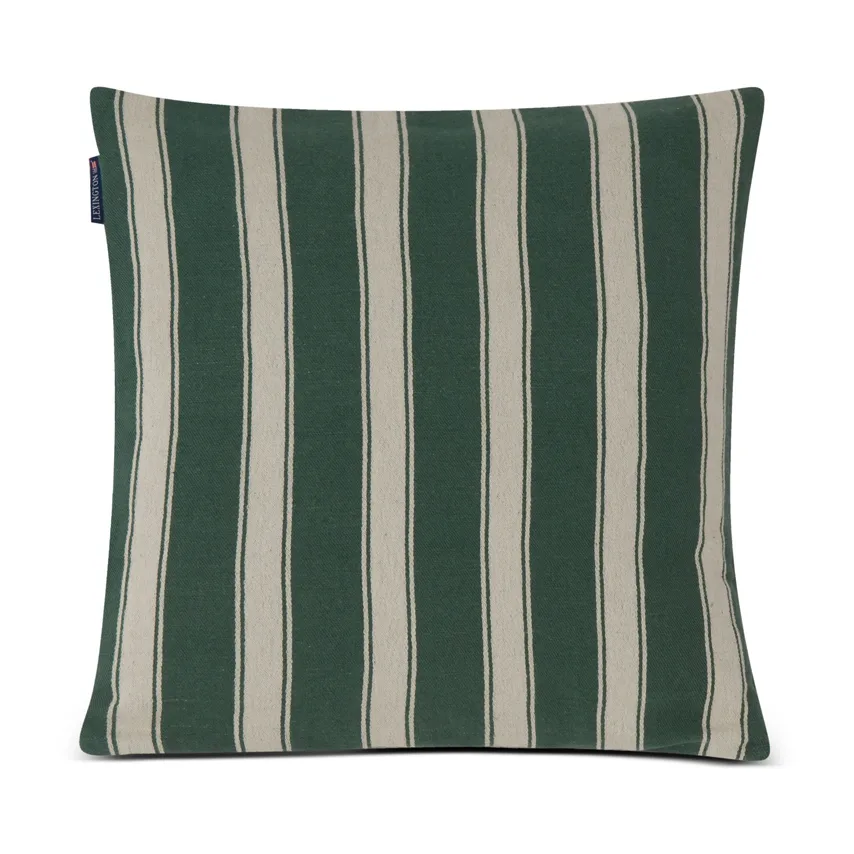 Structure Striped Linen Cotton cushion cover 50x50 cm, Green-beige Lexington