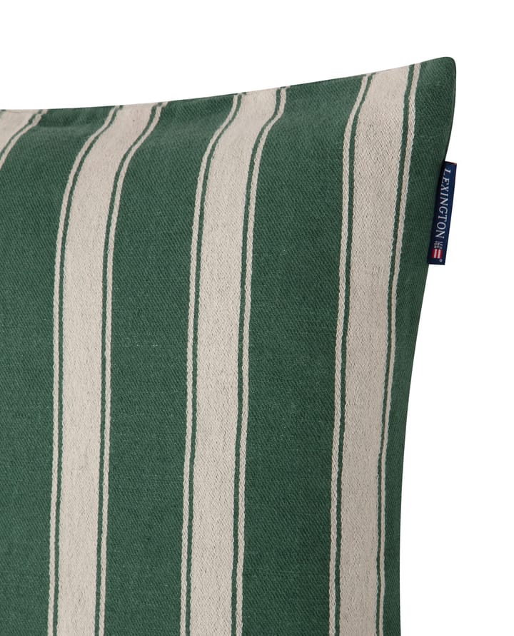 Structure Striped Linen Cotton cushion cover 50x50 cm - Green-beige - Lexington