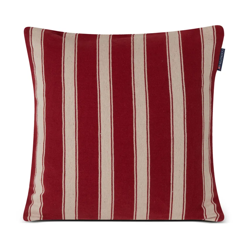 Structure Striped Linen Cotton cushion cover 50x50 cm, Red-beige Lexington