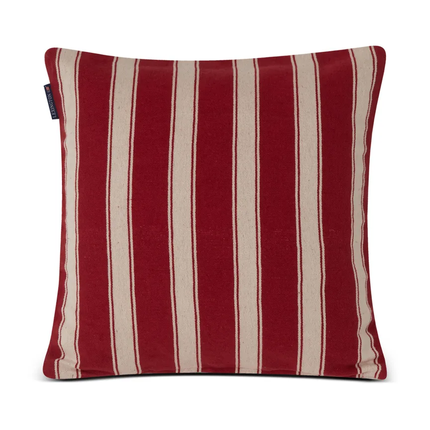 Structure Striped Linen Cotton cushion cover 50x50 cm, Red-beige Lexington