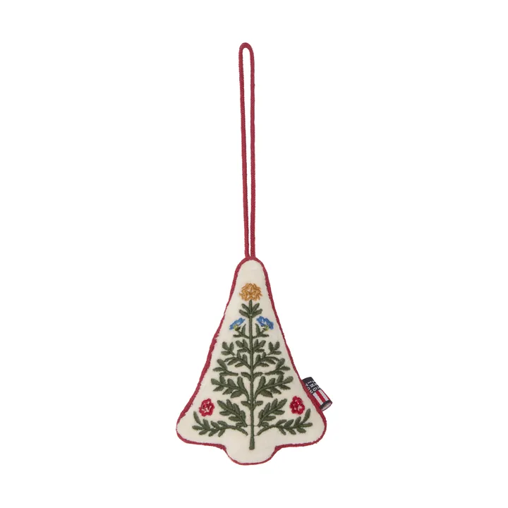 Tree organic cotton velvet Christmas hanging decoration - Multi, 9x13x3 cm - Lexington