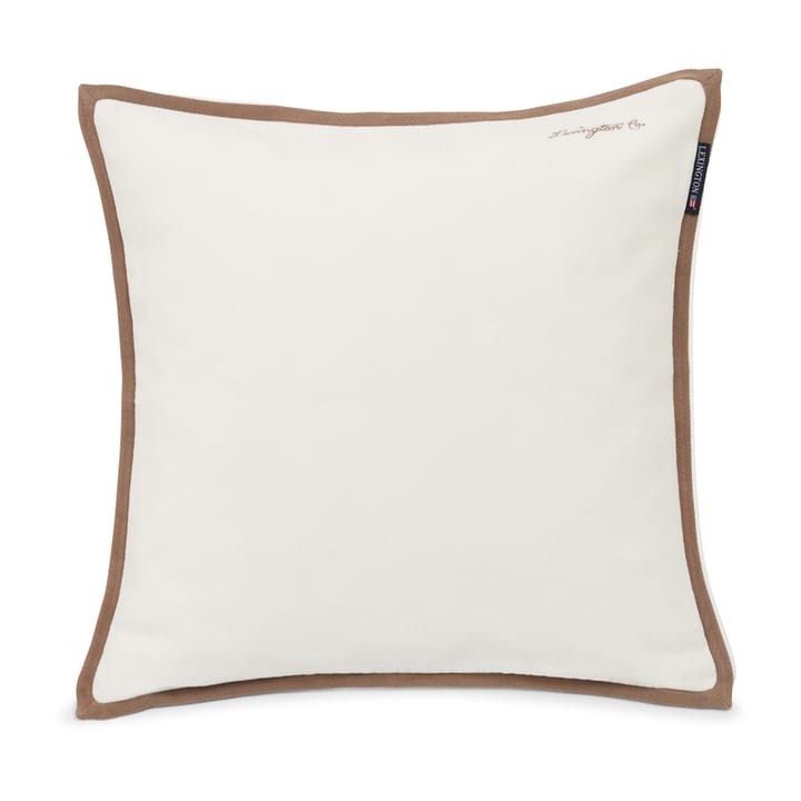 Velvet cushion cover with edge 50x50 cm - Off white-brown - Lexington