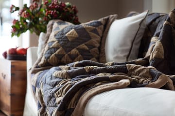 Velvet cushion cover with edge 50x50 cm - Off white-brown - Lexington