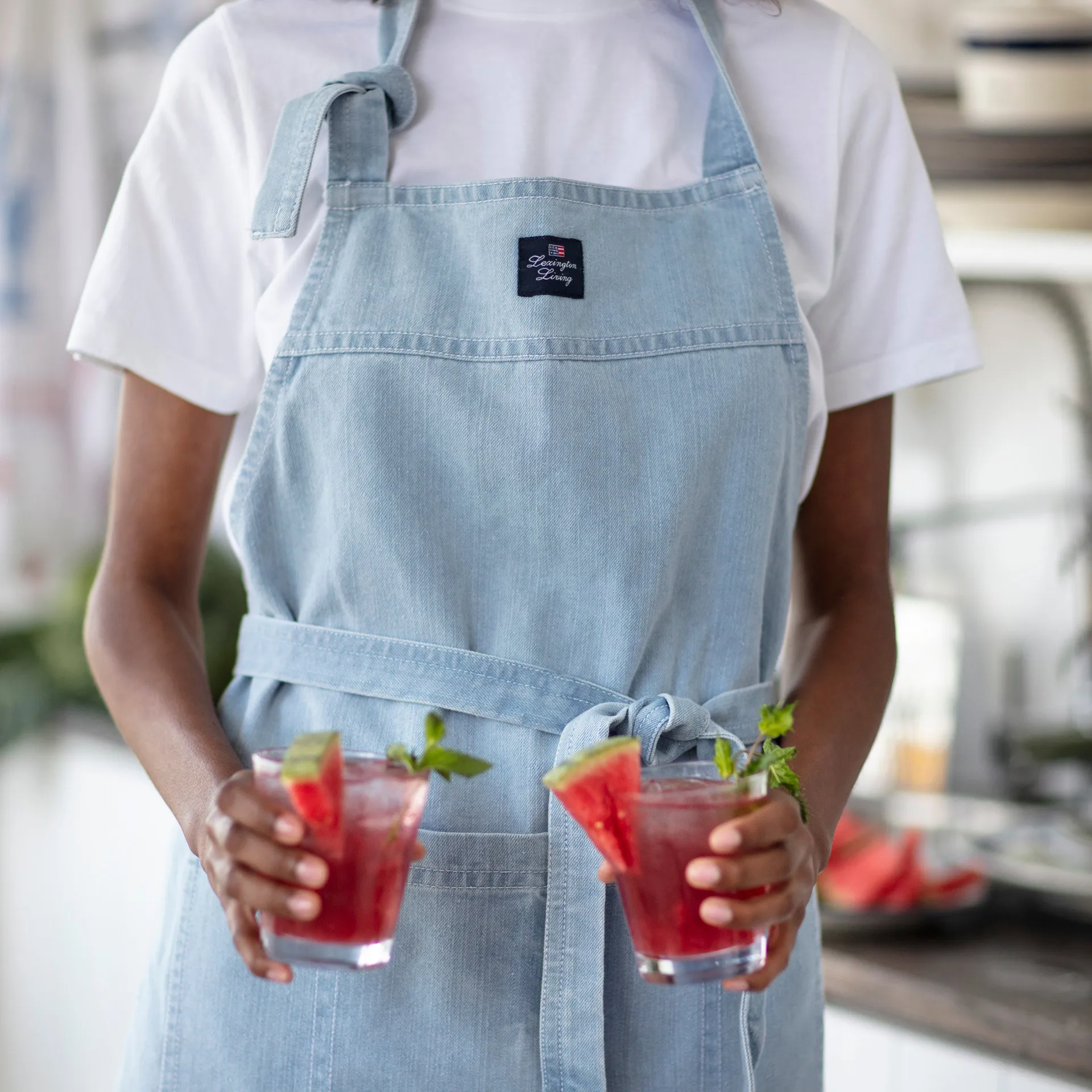 Washed denim apron 80x105 cm, Light blue Denim Lexington