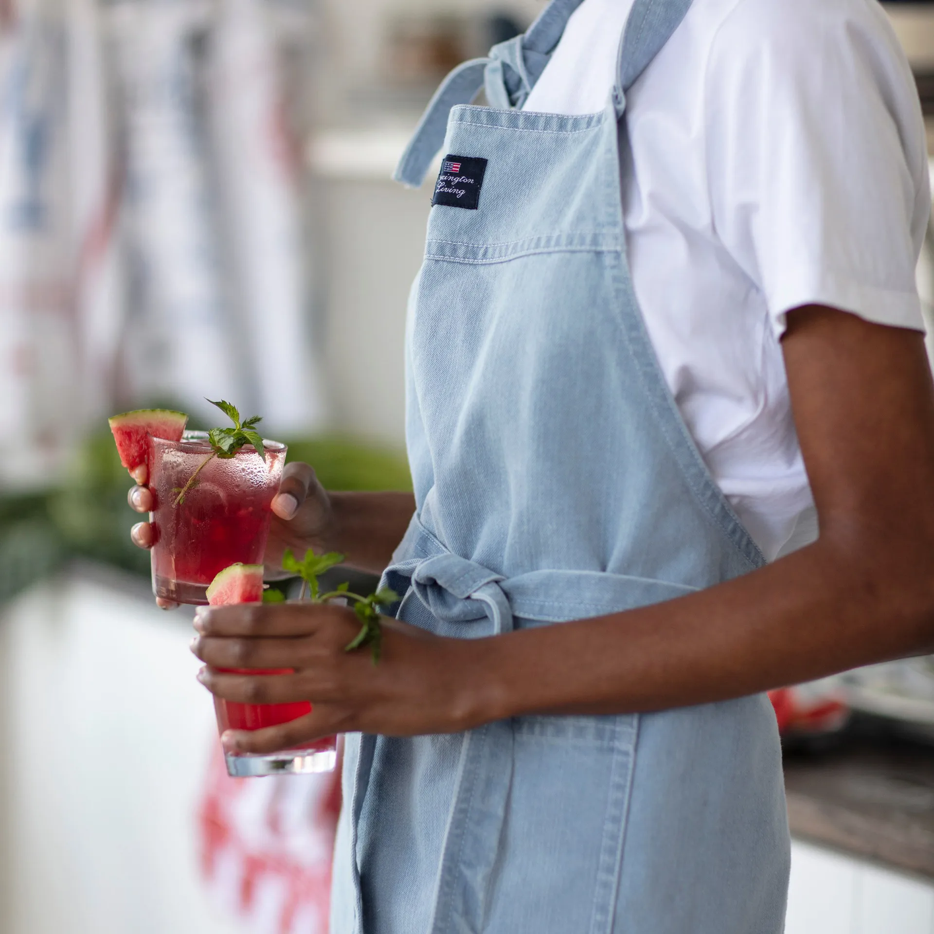 Washed denim apron 80x105 cm, Light blue Denim Lexington