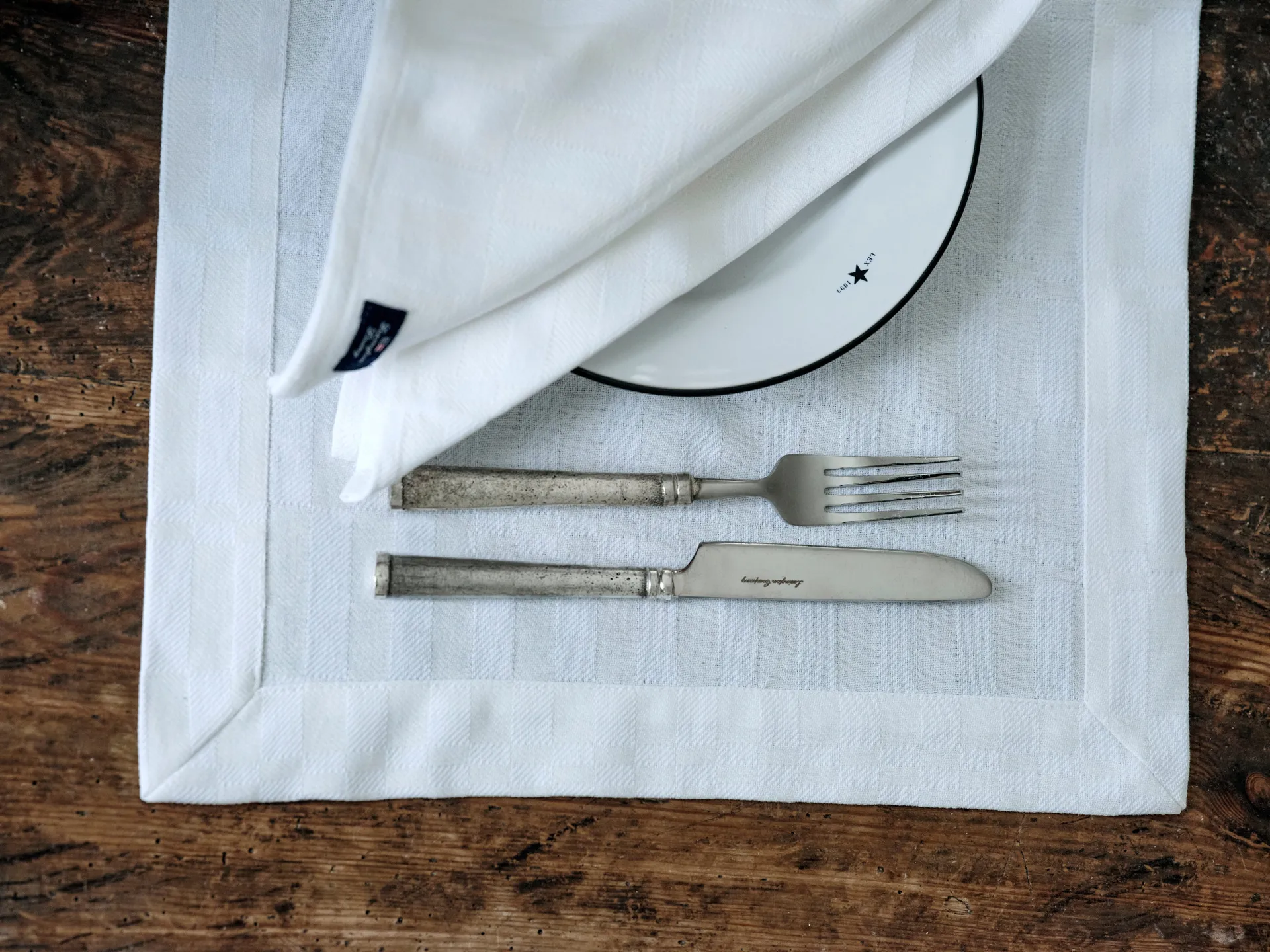 White jacquard cotton napkin 50x50 cm, White Lexington