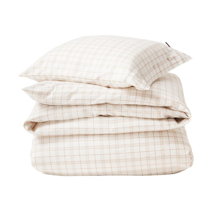 White/Beige Checked Lyocell/Cotton bed set - 50x60 cm, 150x210 cm - Lexington