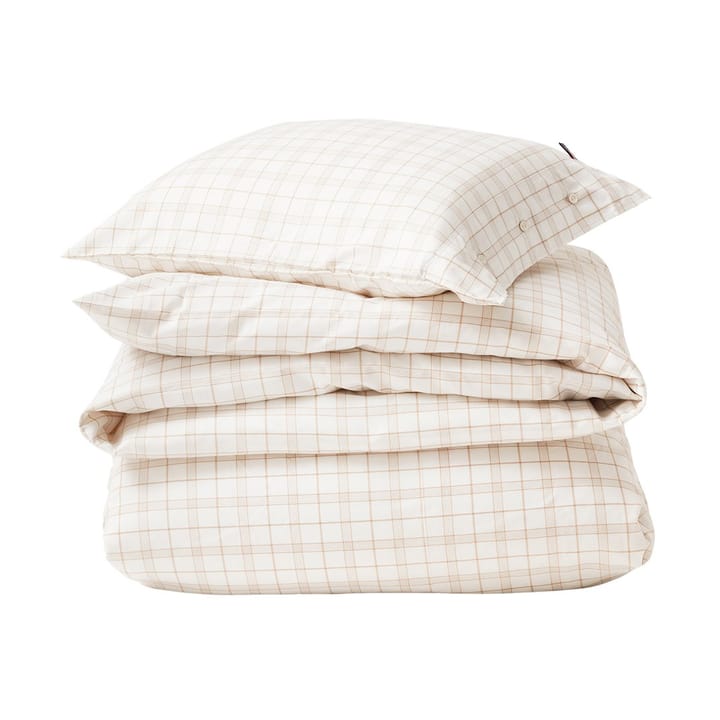 White/Beige Checked Lyocell/Cotton bed set, 50x60 cm, 220x220 cm Lexington